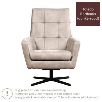 Leren draaifauteuil Central - Toledo Bordeaux (donkerrood), Huis en Inrichting, Nieuw, Ophalen of Verzenden, 75 tot 100 cm, Industrieel, Modern