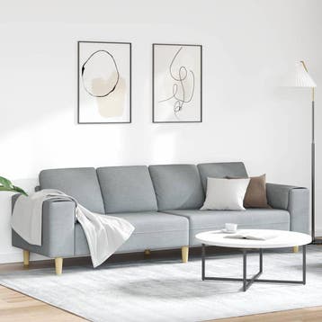 vidaXL Woonkamer Bank Lichtgrijs 250 x 77 x 76 cm Polyester, Verzenden, Nieuw, Kunststof, Minder dan 150 cm