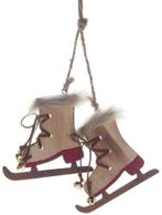 Houten Schaatsen met bontje hanger 8,5x8 cm set 2, Ophalen of Verzenden, Nieuw