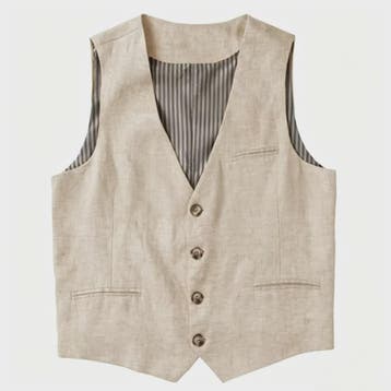 Linnen Heren Gilet - Zomer Waistcoat V-hals Single Breasted, Verzenden, Nieuw