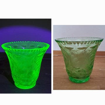 Bloempot - Uraniumglas - 1,7 kg - Art Déco - Nouveau