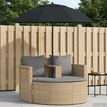 vidaXL Tuinbankstel 8 st poly rattan Beige en Licht Grijs, Verzenden, Nieuw