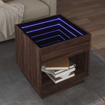 vidaXL Salontafel met Infinity LED 50x50x50 cm bruin, 50 tot 100 cm, 50 tot 75 cm, Verzenden, Nieuw