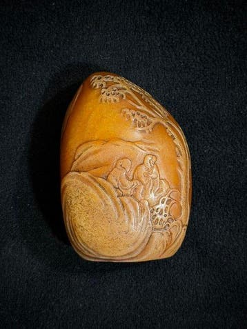 Zegel met artiestenmerk - Speksteen - China - 20e eeuw, Antiek en Kunst
