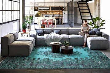 Turkoois vintage - Vloerkleed - 295 cm - 165 cm - met, Nieuw