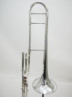 Ventieltrombone Courtois Model 151 verzilverd, Ophalen of Verzenden, Gebruikt, Tenor, Met koffer