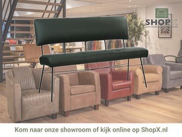 Leren eetkamerbank Solid - Toledo Verde (donkergroen) -, Huis en Inrichting, 150 tot 200 cm, Nieuw, Ophalen of Verzenden, Rechte bank