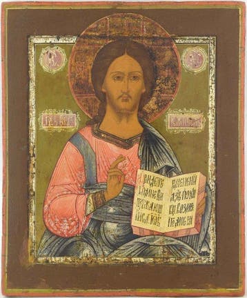 Icoon - Christus Pantokrator - Hout, Antiek en Kunst, Kunst | Niet-Westerse kunst