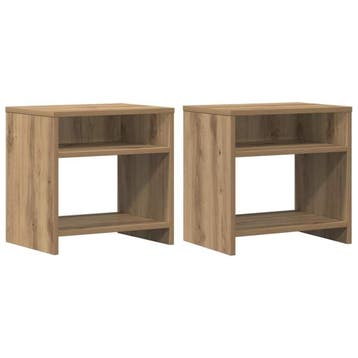 2 Nachtkastjes 40x30x40cm - Artisanaal eiken - 58% korting, Huis en Inrichting, Gebruikt, Minder dan 45 cm, Ophalen of Verzenden