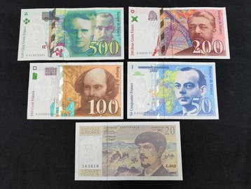 Frankrijk. - 5 Banknotes - Various Dates (Zonder, Postzegels en Munten, Bankbiljetten | Europa | Niet-Eurobiljetten