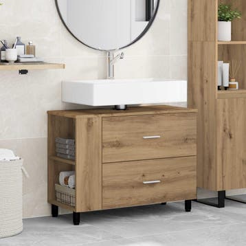 vidaXL Badkamer Waskom Artisanaal eiken 80 x 35 x 60 cm, Verzenden, Nieuw