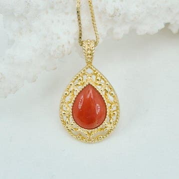Koraal - Zilver, Verguld, Zonder reservering - Ketting met, Antiek en Kunst