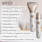 2dekans | 2-in-1 Ladyshave + 2 Extra Scheerkoppen - Gezicht, Ophalen of Verzenden, Zo goed als nieuw