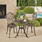 Bistroset Lyon voor 2 personen, weerbestendig aluminium - zw, Tuin en Terras, Tuinsets en Loungesets, Verzenden, Nieuw