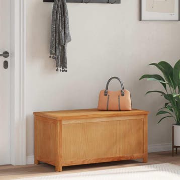 vidaXL Opbergkist 90 x 45 x 45 cm Massief Eikenhout, Huis en Inrichting, Kasten | Overige, Verzenden, Nieuw