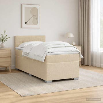vidaXL Boxspring Bed met Matras en LED Crèmekleurig 80 x 200, Verzenden, Nieuw, Eenpersoons, Crème