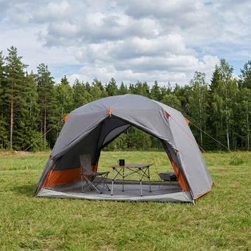 vidaXL Backpacking Tent 2-persoons Grijs en Oranje, Verzenden, Nieuw, Tot en met 2