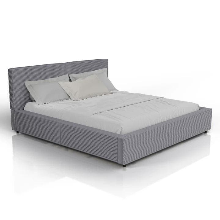 Gestoffeerd Bed Salerno - Corduroy - 180x200cm - Grijs, Huis en Inrichting, Slaapkamer | Bedden, Nieuw, Verzenden