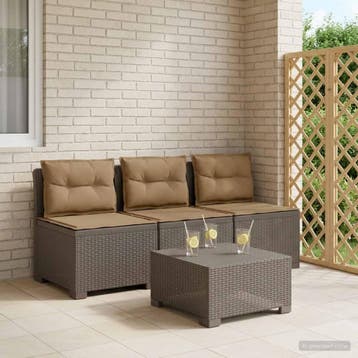 vidaXL 3-zits tuinbank met kussens in rattanlook PP, Verzenden, Nieuw