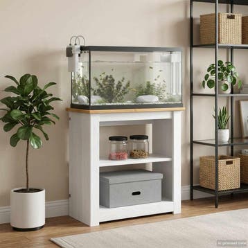vidaXL Aquarium Stand PANAMA Wit en Bruin 60 x 30 x 60 cm, Dieren en Toebehoren, Verzenden, Nieuw
