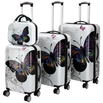 Reiskoffers Butterfly 4-delig polycarbonaat (Recreatie), Verzenden, Nieuw