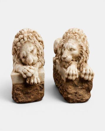 sculptuur, I due leoni, ispirati a Canova - 22 cm -