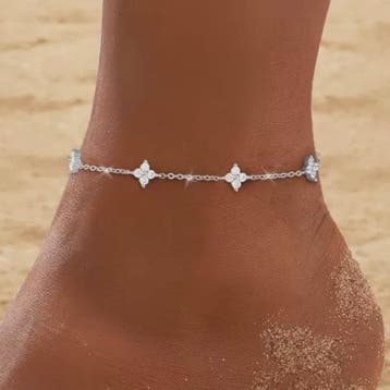 Dames Anklet Klavertje Vier Bloemen - 18K Goudkleurig, Water, Verzenden, Nieuw