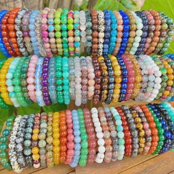 Set van 5, 6 of 10 Elastische Kristal Kralen Armbanden - Mix, Verzenden, Nieuw