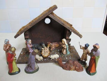 Kerststal (14) - Originele vintage kerstgroep en stal Italy, Nieuw