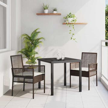 vidaXL Tuinstoel 2 st Bruin poly rattan, Verzenden, Nieuw, Rotan