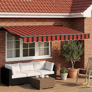 vidaXL Elektrisch Uittrekbaar Zonnescherm Oranje, Zwart en, Tuin en Terras, Zonneschermen, Verzenden, Nieuw