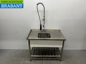 RVS Spoeltafel Spoelbak met kraan 111,5 cm Horeca, Ophalen of Verzenden, Gebruikt