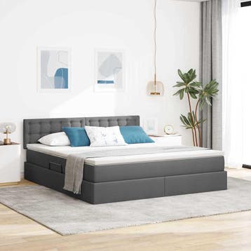 vidaXL Opbergbed met matras Donkergrijs 180 x 200 cm Bewerkt, Verzenden, Nieuw, Grijs