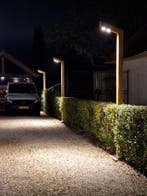 Lantaarnpaal eiken hout led 1080 lumen 3 en 5 meter, Tuin en Terras, Buitenverlichting, Verzenden, Nieuw, Bewegingssensor
