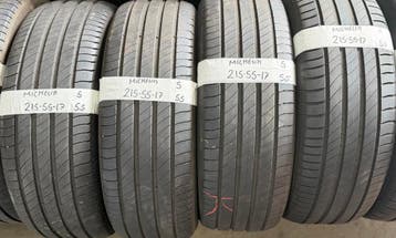 4x 215-55-17 Michelin Zomer 4x 5mm €55 Per Band 215 55 17, Ophalen, 17 inch, Band(en), Personenwagen