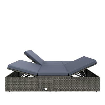 Polyrotan ligbed Grijs/Antraciet 200x160x33cm, Verzenden, Nieuw