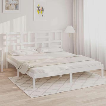 vidaXL Bedframe massief hout wit 180x200 cm, Eenpersoons, Verzenden, Wit, Nieuw