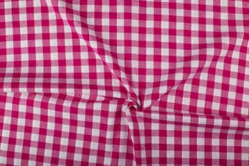 Brabants bont stof fuchsia wit geruit - 18mm geruit, 120 cm of meer, Ophalen of Verzenden, Katoen, Roze