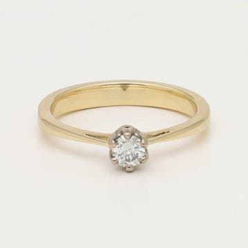 Ring - 14 karaat Geel goud Diamant (Natuurlijk), Sieraden, Tassen en Uiterlijk, Nieuw