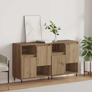 vidaXL Dressoirs 2 st artisanaal eikenkleurig, Huis en Inrichting, Kasten | Dressoirs, Verzenden, Nieuw, Overige houtsoorten, Minder dan 50 cm