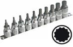Spline Doppen 10 Delige Set Op Rail - Veeltanddop Bitten Set, Ophalen of Verzenden, Nieuw