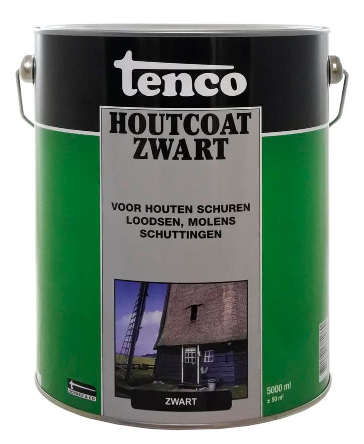 Tenco houtcoat zwart 5 liter, Doe-het-zelf en Verbouw, Verf, Beits en Lak, Nieuw, Verzenden
