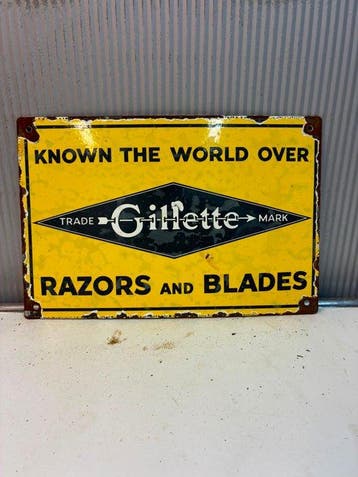 Gillette Razors and Blades – Emaille Reclamebord - Emaille