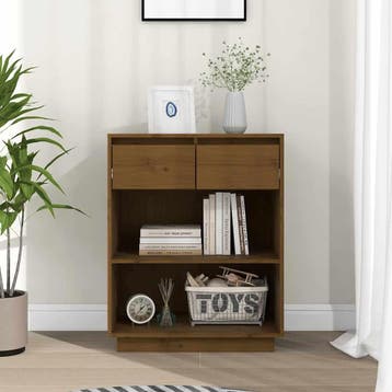vidaXL Wandkast 60x34x75 cm massief grenenhout honingbruin, Minder dan 50 cm, Verzenden, Nieuw, Minder dan 100 cm
