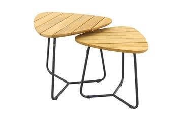 4 Seasons Verdi set van 2 teak driehoekige salontafels, Verzenden, Nieuw, Rond, Hout