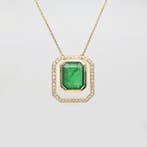 Halsketting - 14 karaat Geel goud - 4.05ct. tw. Smaragd -, Nieuw