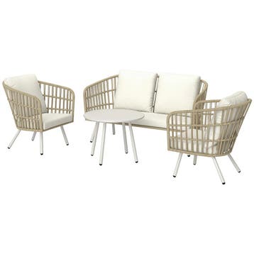 TRUUSK Polyrattan Tuinmeubelset - 2-zits Sofa Stoel Tafel -, Verzenden, Nieuw