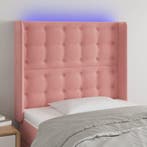 vidaXL Hoofdbord LED 93x16x118/128 cm fluweel roze, Verzenden, Nieuw, Stof