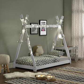 Kinderbed Onejda Tipi grenen met bedbodem 80x160 cm wit, Verzenden, Nieuw