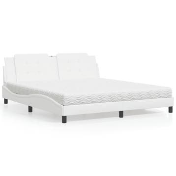 vidaXL Bed met matras Zadar kunstleer wit 180x200 cm, Overige materialen, Eenpersoons, Verzenden, Wit
